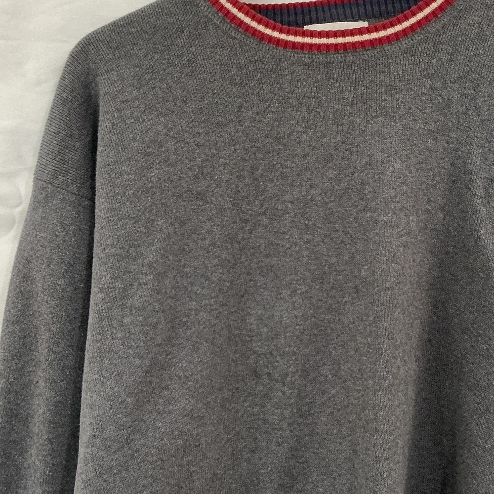 J. Crew Charcoal Sweater with Red Trim - Picture 3 of 7